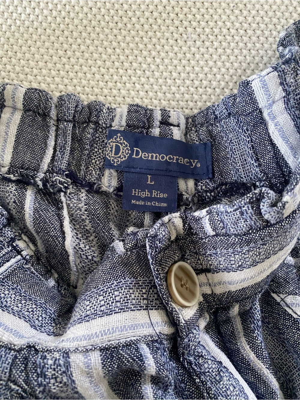 Democracy Linen Blend Striped Cropped Palazzo Pants Large - Picture 4 of 15